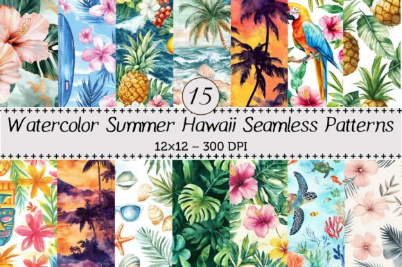 Download Summer Hawaii Seamless Patterns - Seamless patterns Collection