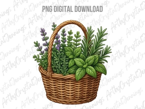 Download Fresh Herb Garden Basket Clipart PNG - Garden Collection