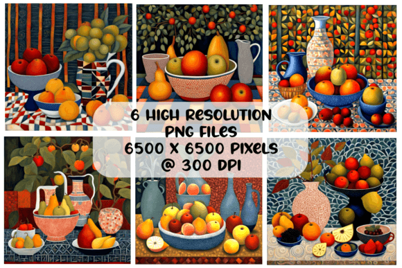 Download Still Life Fruit and Pottery Set of 6 - Fruit Collection