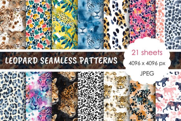 Download Leopard Seamless Patterns Bundle - Seamless patterns Collection
