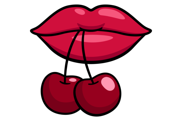 Download Woman Lips Hold Cherries. Fashion Sexy S - Sexy Collection