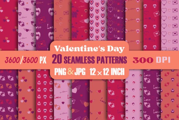 Download Seamless Patterns-jpeg  Valentine's Day - Seamless patterns Collection