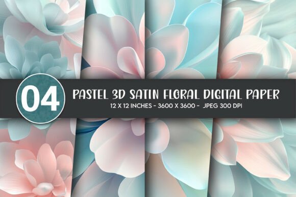 Download Pastel 3D Satin Floral Digital Paper - Satin Collection
