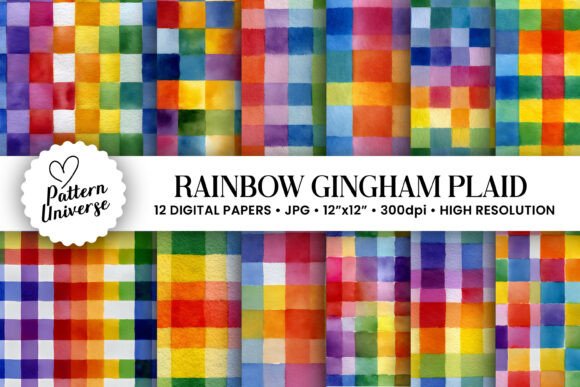 Download Rainbow Gingham Plaid Seamless Patterns - Seamless patterns Collection