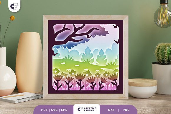 Download Blooming Spring Garden Light Box SVG - Garden Collection
