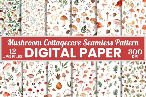 Download Mushroom Cottagecore Seamless Patterns - Seamless patterns Collection