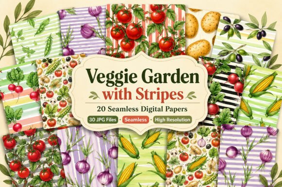 Download Veggie Garden with Stripes Pattern - Garden Collection