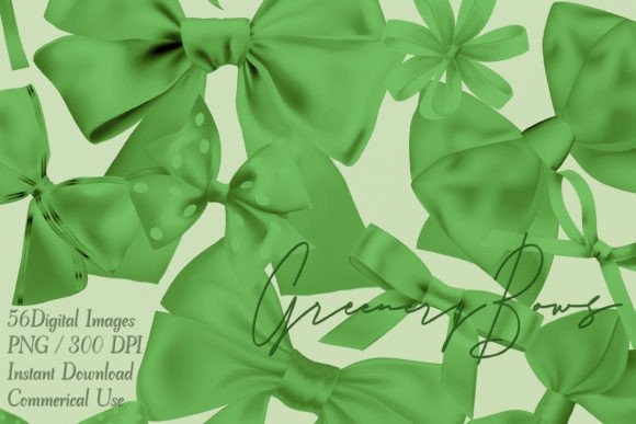Download Green Satin Bows and Ribbons Clip Art - Satin Collection