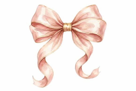 Download Watercolor Coquette Satin Ribbon Bow - Satin Collection
