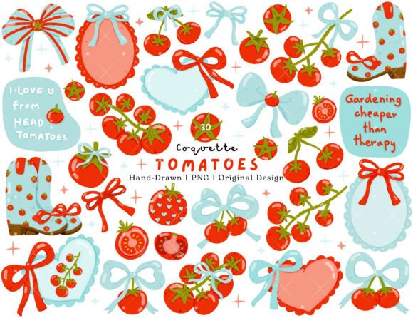 Download Coquette Tomato PNG Garden Clipart DTF - Garden Collection