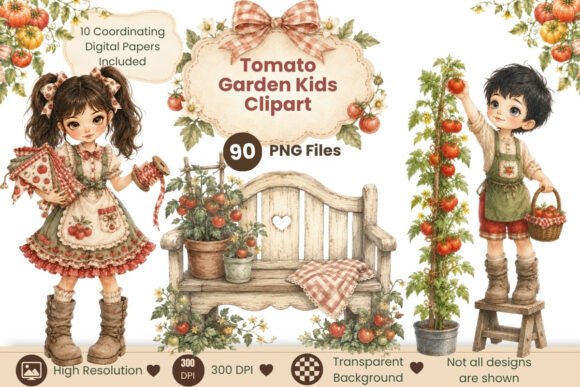 Download Tomato Garden Kids Clipart Bundle - Garden Collection