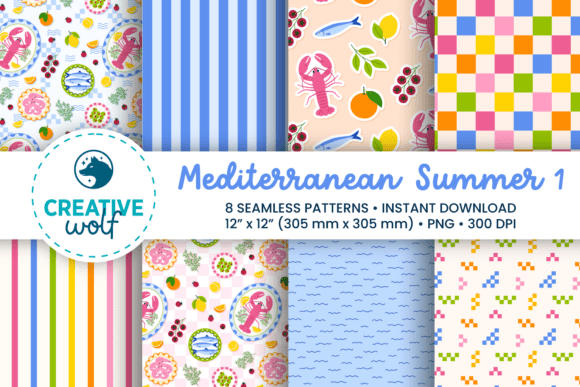 Download Mediterranean Summer Seamless Patterns 1 - Seamless patterns Collection