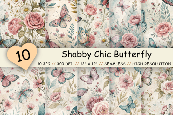 Download Shabby Chic Butterfly Seamless Patterns - Seamless patterns Collection