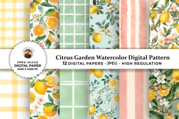 Download Citrus Garden Watercolor Digital Pattern - Garden Collection