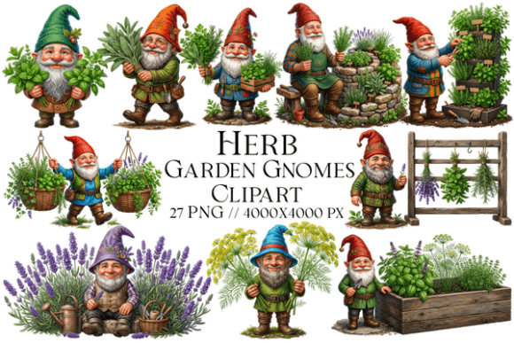 Download Herb Garden Gnomes Clipart PNG - Garden Collection