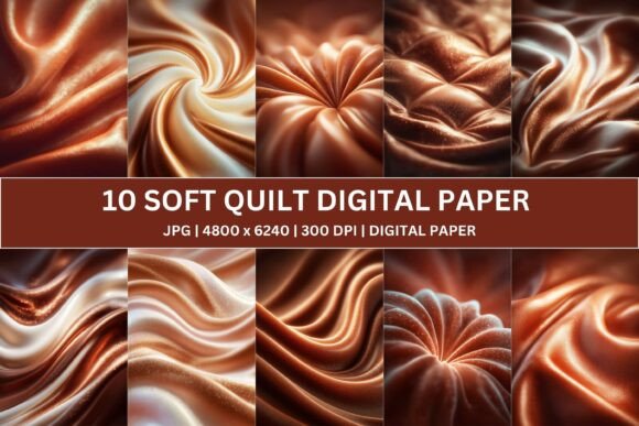 Download 10 Copper Satin Soft Quilt Digital Paper - Satin Collection