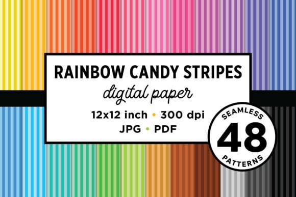 Download Rainbow Candy Stripes Seamless Patterns - Premium Resources